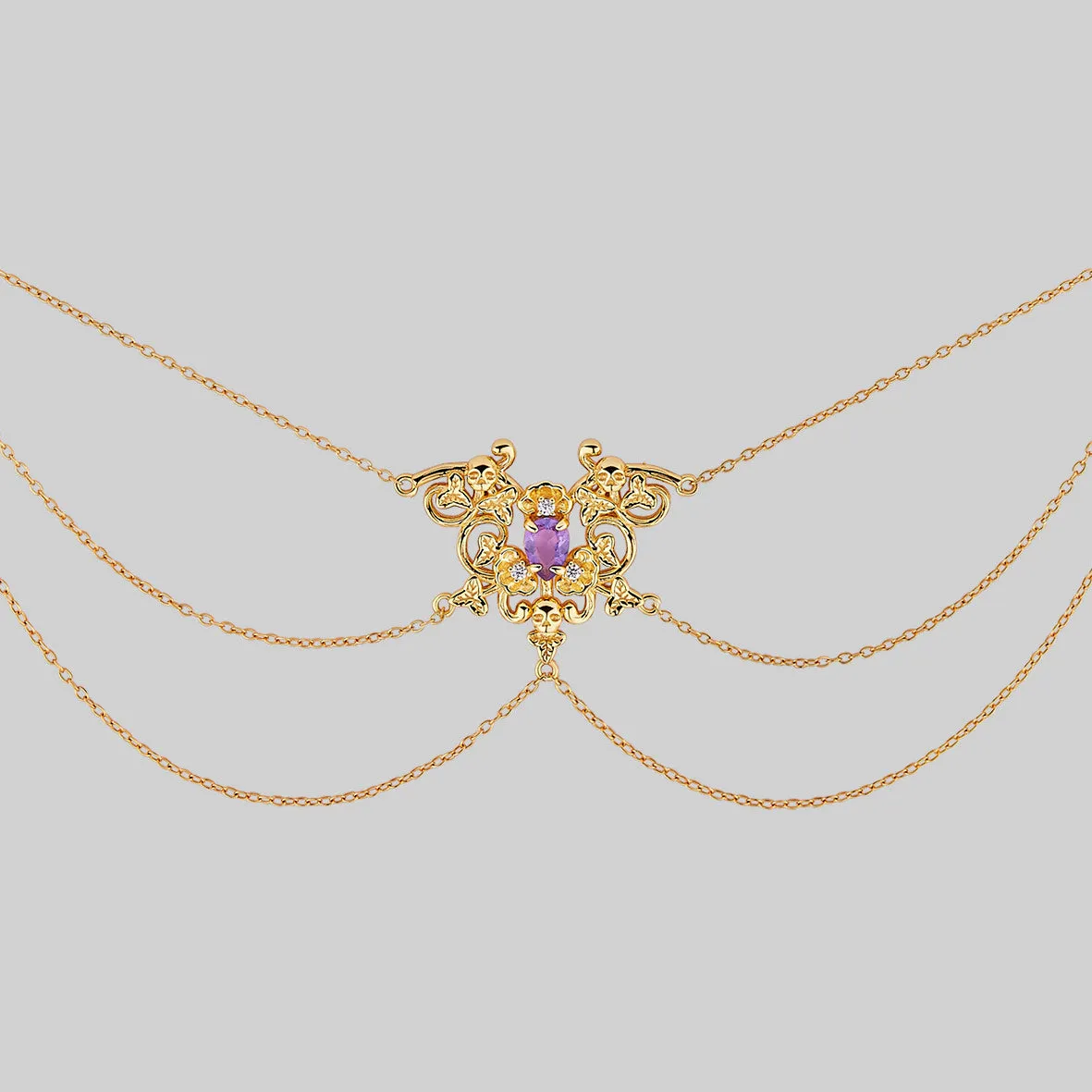 MALVOLIA. Garden of Remembrance Amethyst Necklace - Gold