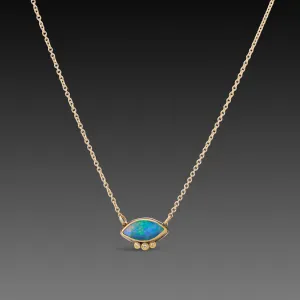 Marquise Australian Opal Necklace with Diamonds