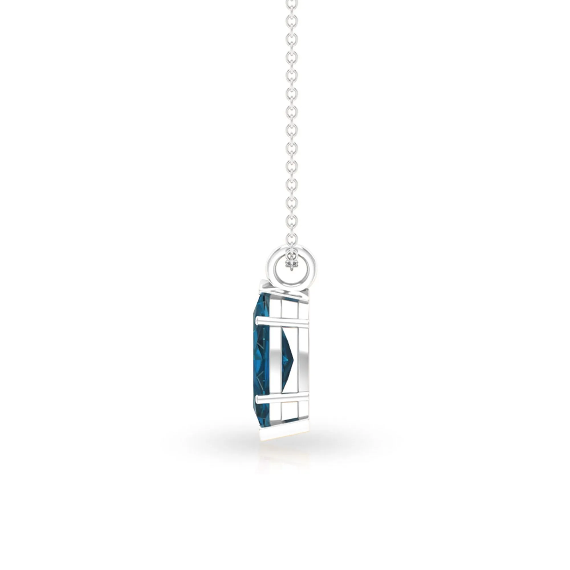 Marquise Cut London Blue Topaz Solitaire Pendant