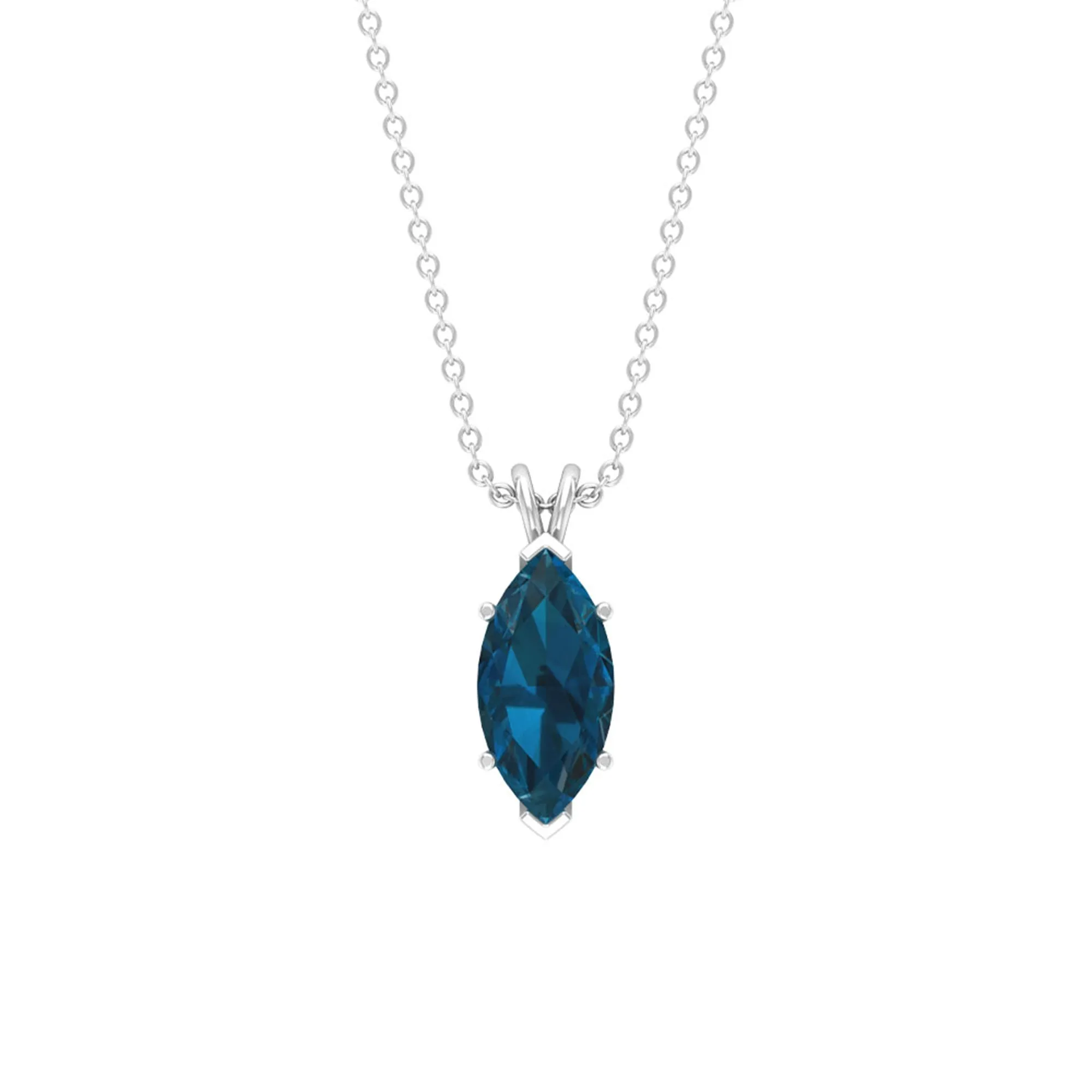 Marquise Cut London Blue Topaz Solitaire Pendant