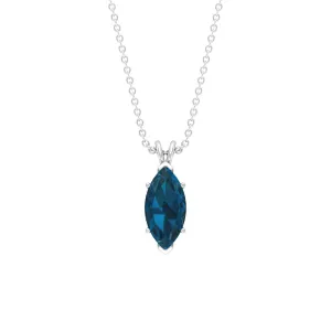 Marquise Cut London Blue Topaz Solitaire Pendant