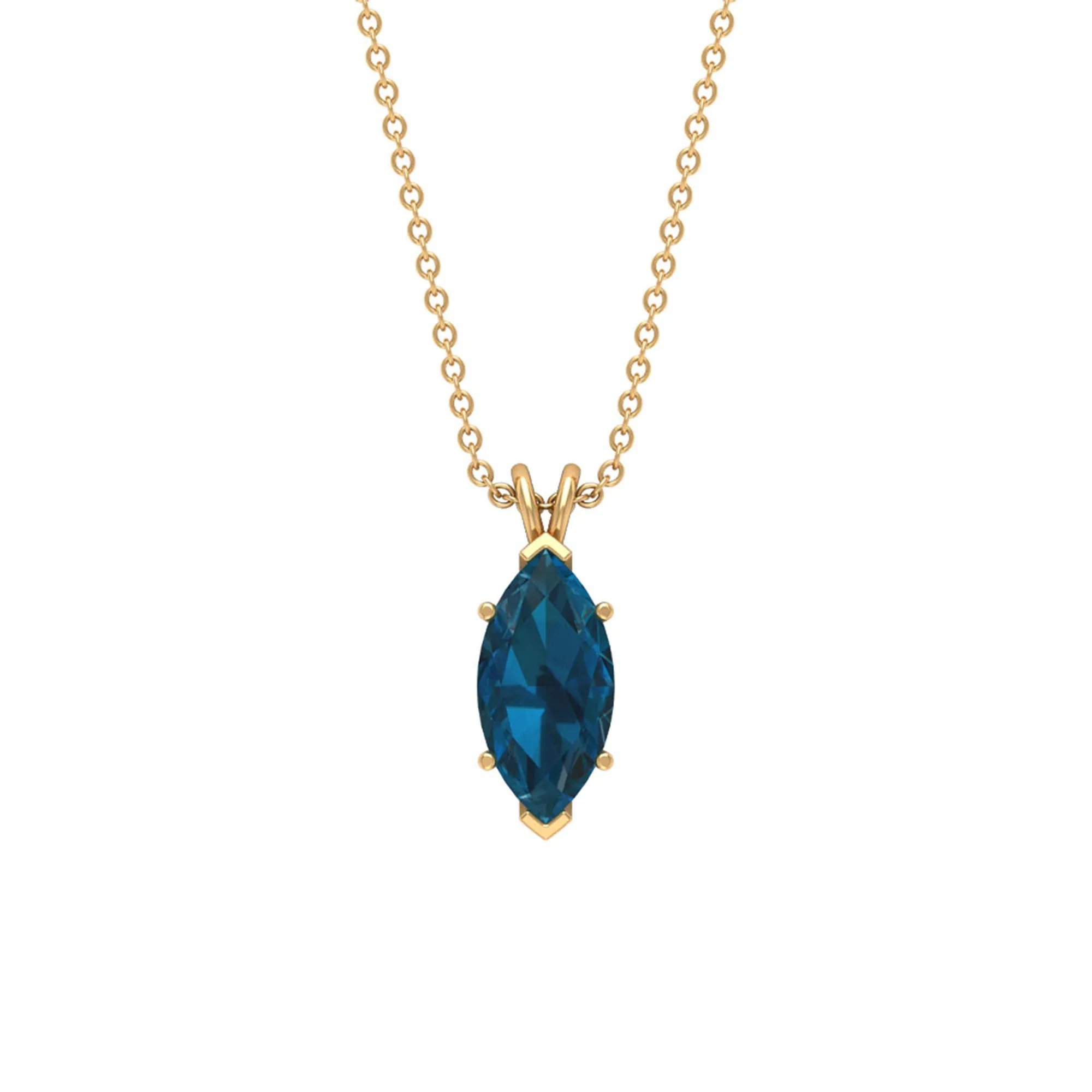 Marquise Cut London Blue Topaz Solitaire Pendant