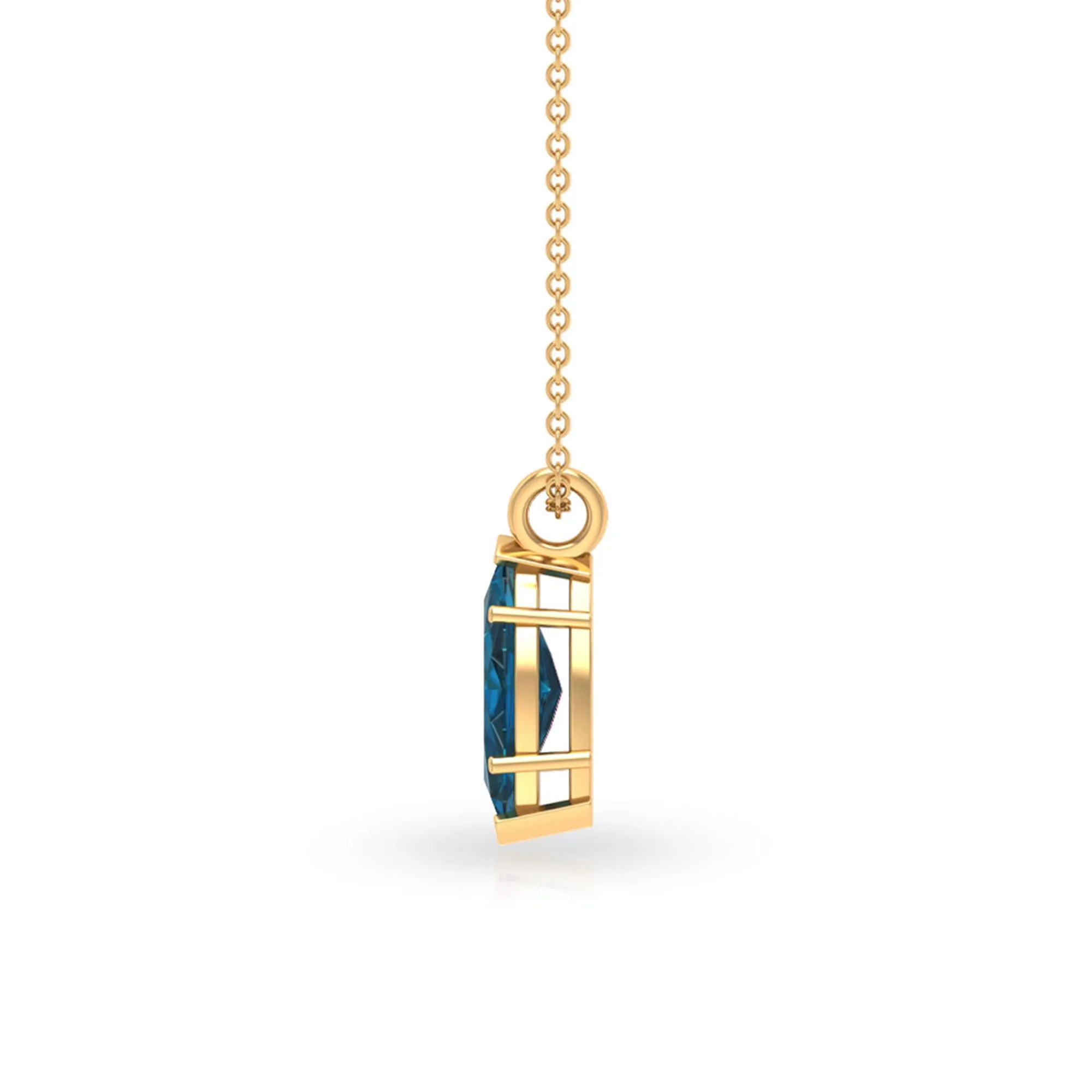 Marquise Cut London Blue Topaz Solitaire Pendant