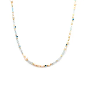 Mati Necklace | Aquamarine & Pearl