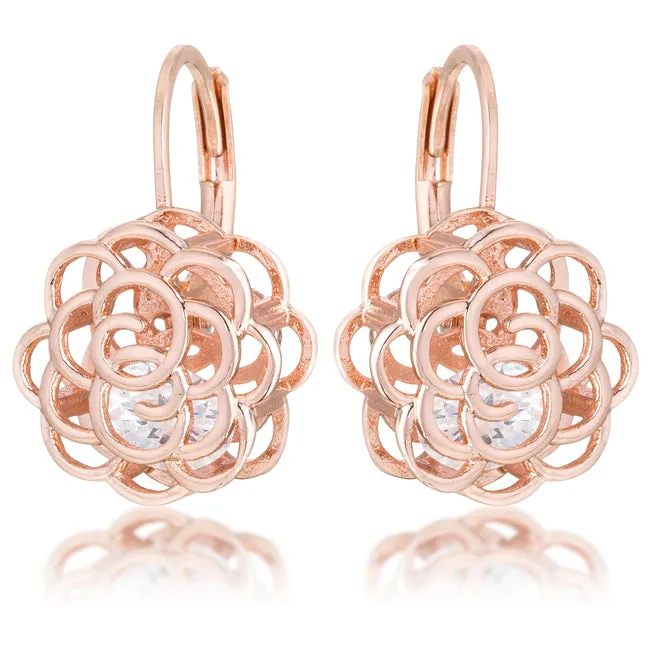 Maya CZ Rose Drop Rose Gold Earrings | 1.5ct