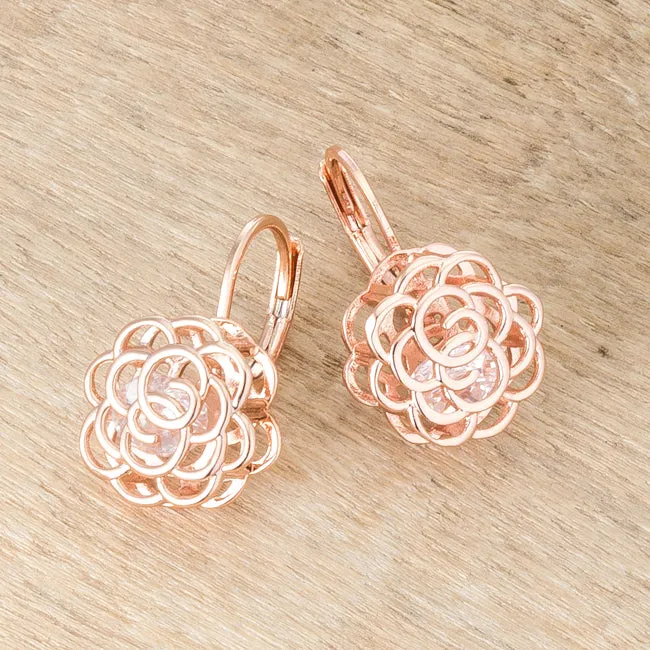 Maya CZ Rose Drop Rose Gold Earrings | 1.5ct