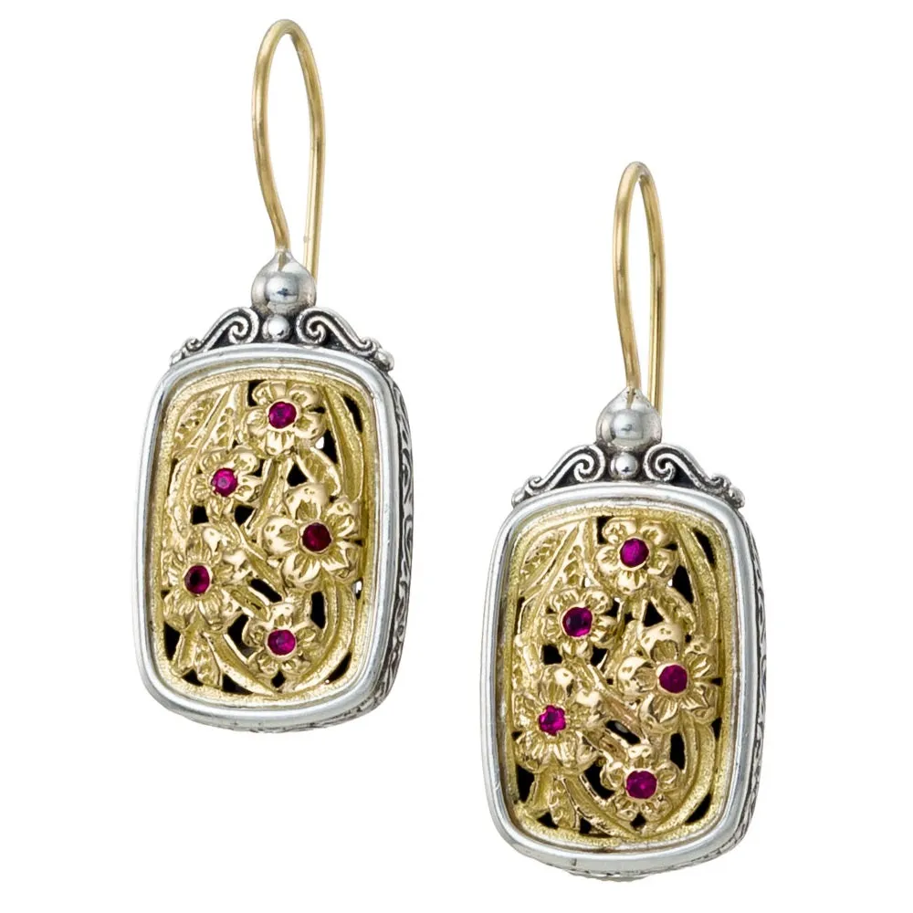 Meadow Shadows Ruby Tablet Earrings