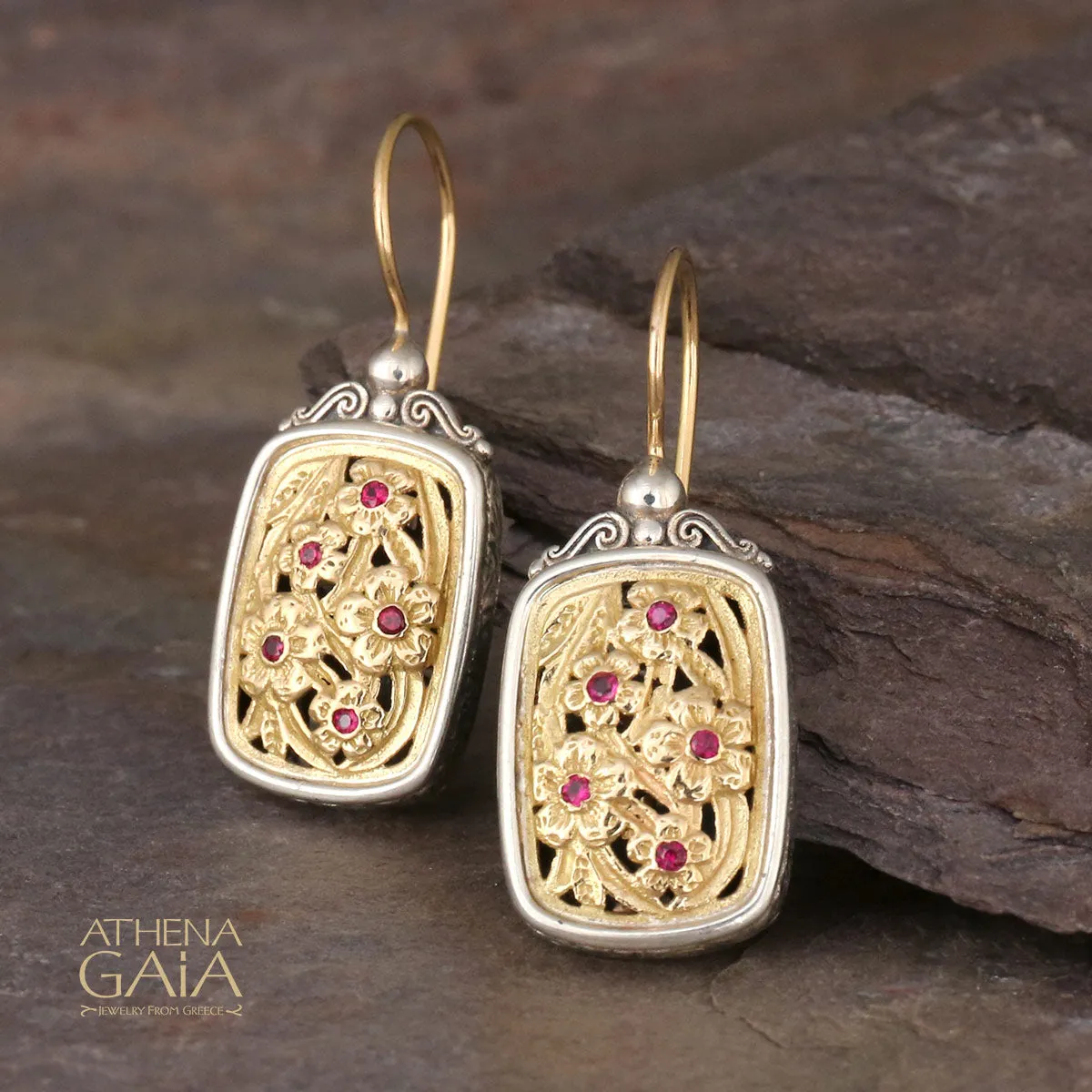 Meadow Shadows Ruby Tablet Earrings