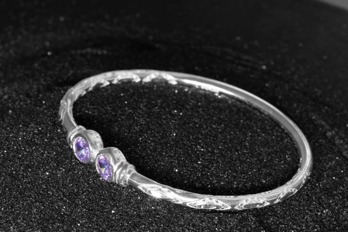 Medium Bangle with Synthetic Alexandrite June Birthstone