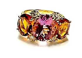 Medium GUM DROP™ Ring with Pink Topaz and Citrine Diamonds