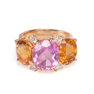 Medium GUM DROP™ Ring with Pink Topaz and Citrine Diamonds