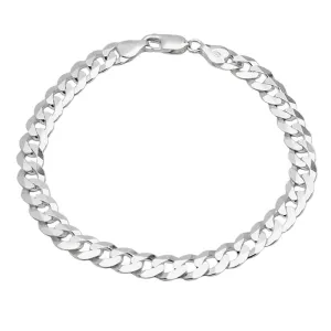 Men's 7mm Solid 925 Sterling Silver Italian Curb Chain Bracelet