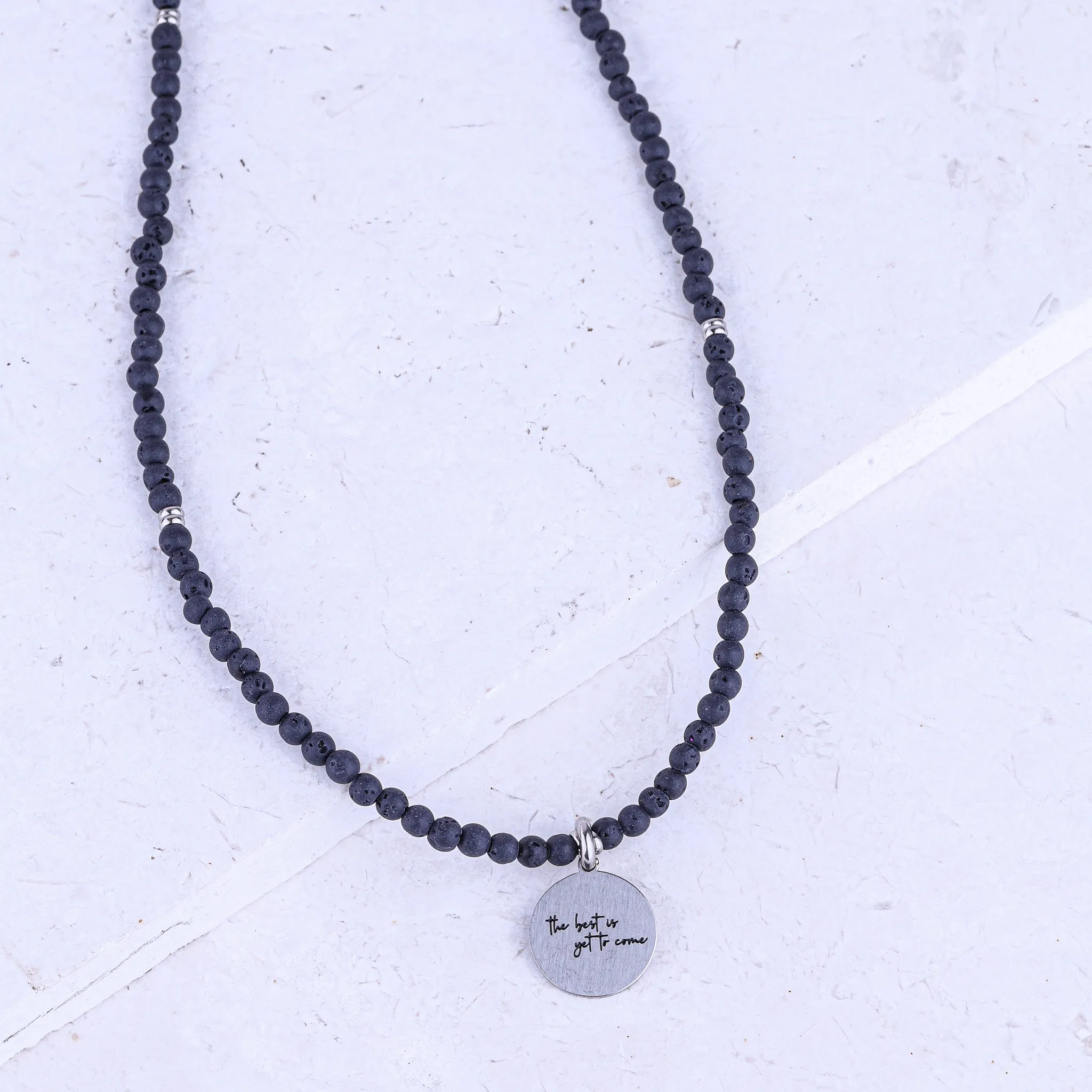 MICRO GEMSTONE NECKLACE - LAVA STONE