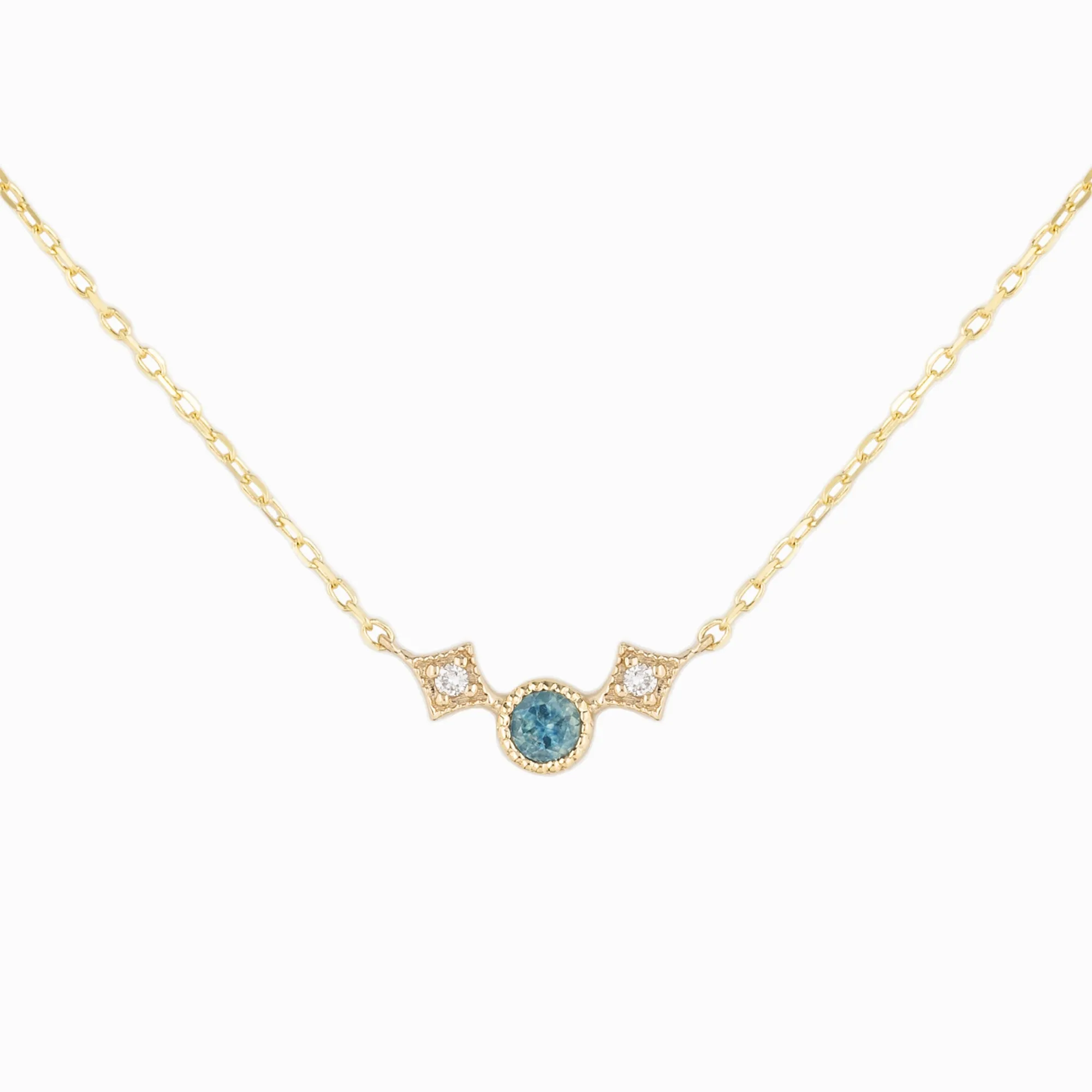 Moon & Star Necklace - Montana Sapphire