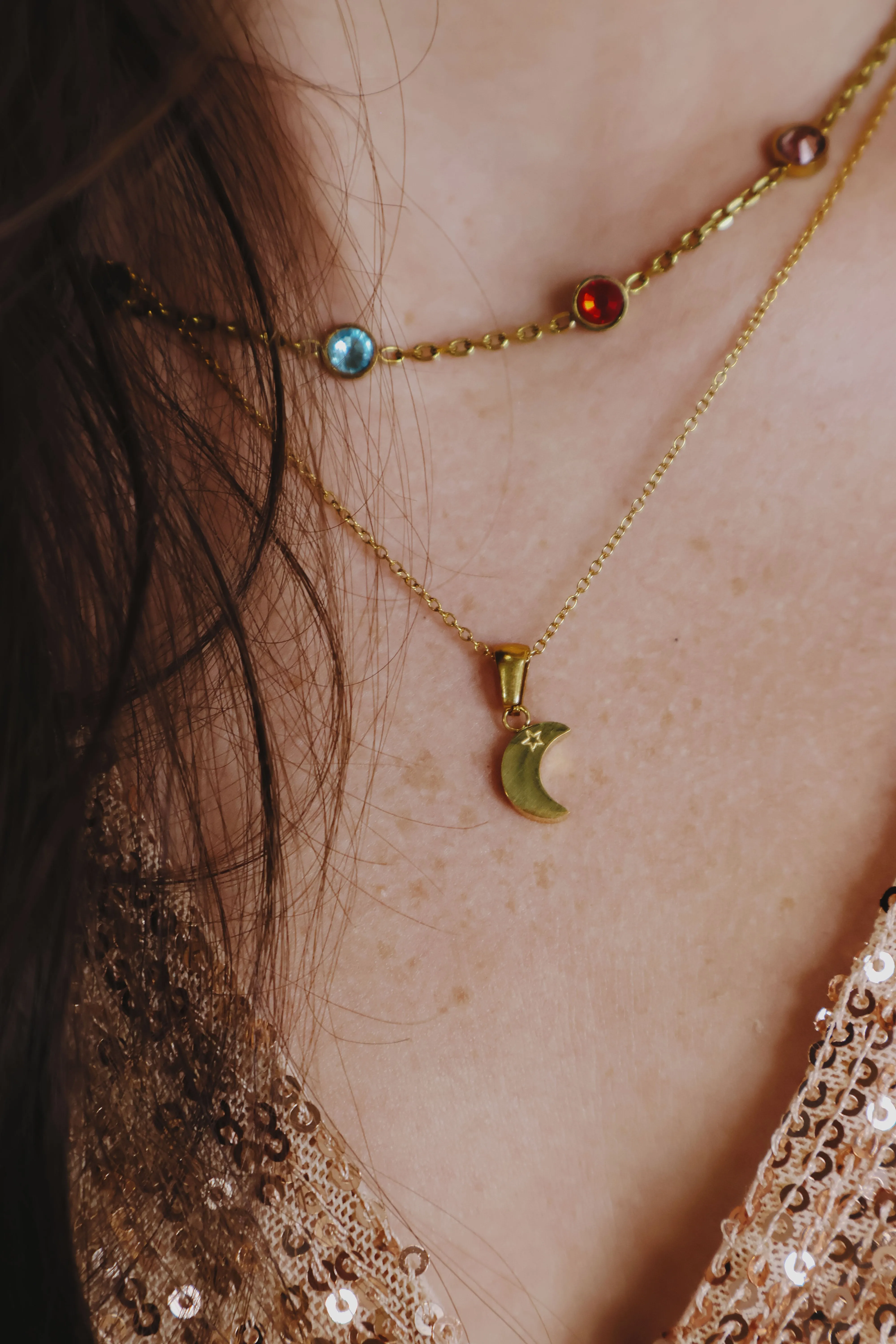 Moon and Saturn Friendship Necklace