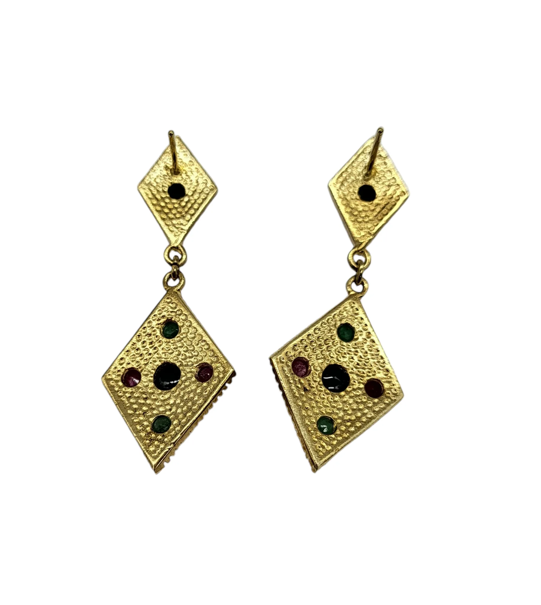 Multi Stone 22 Karat Gold Earrings