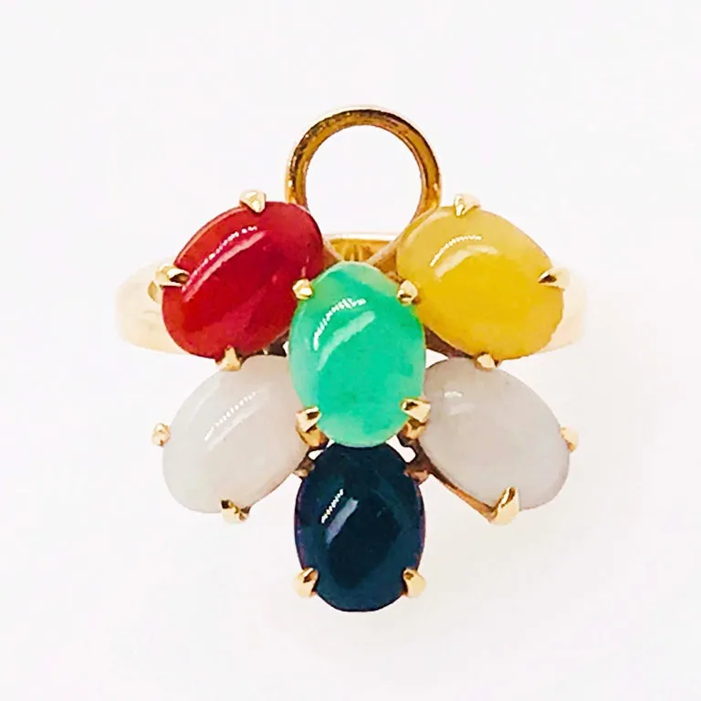 Multicolored Jade Ring