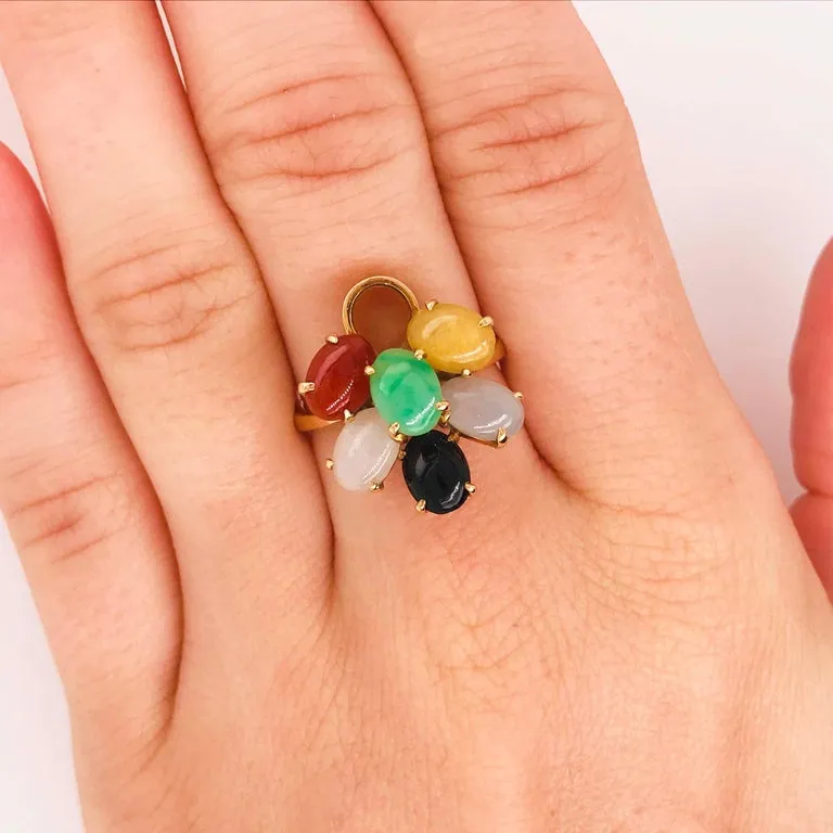 Multicolored Jade Ring