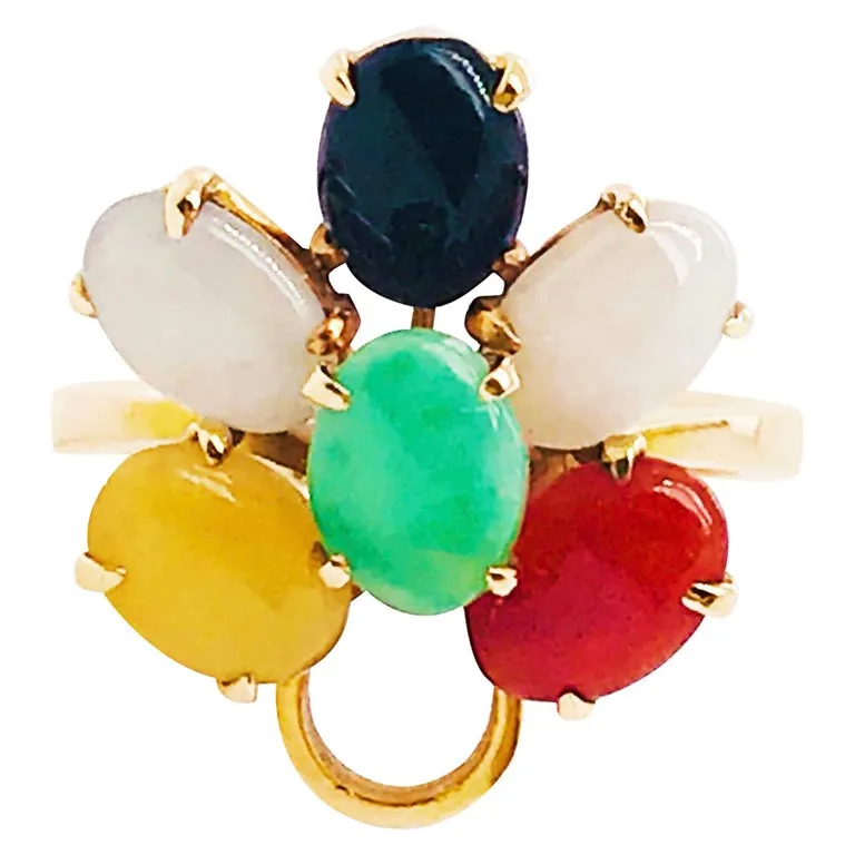 Multicolored Jade Ring