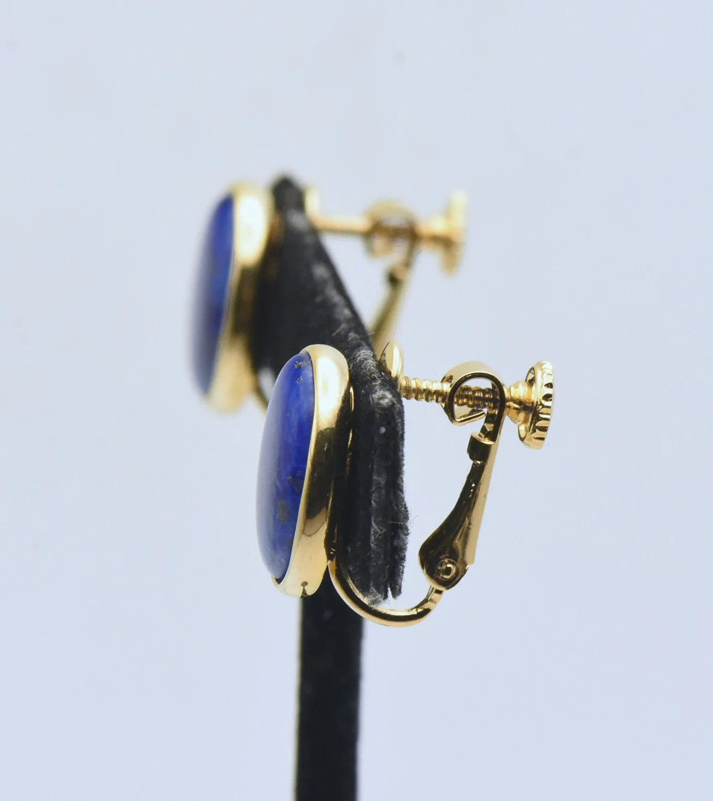 Napier - Vintage Faux Lapis Lazuli and Gold Tone Clip On Earrings