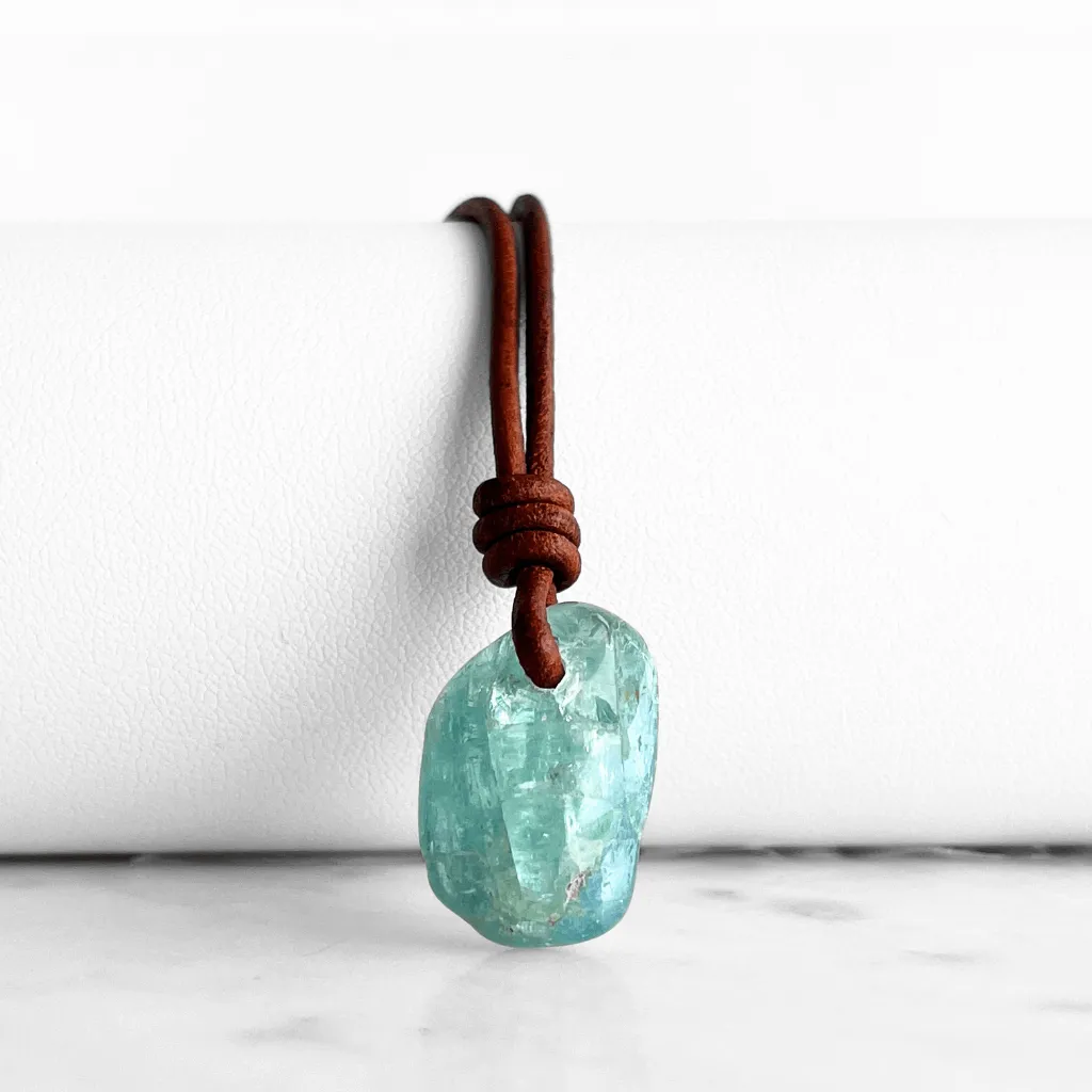 Natural Small Aquamarine Gemstone Pendant Necklace - Oceanic Serenity