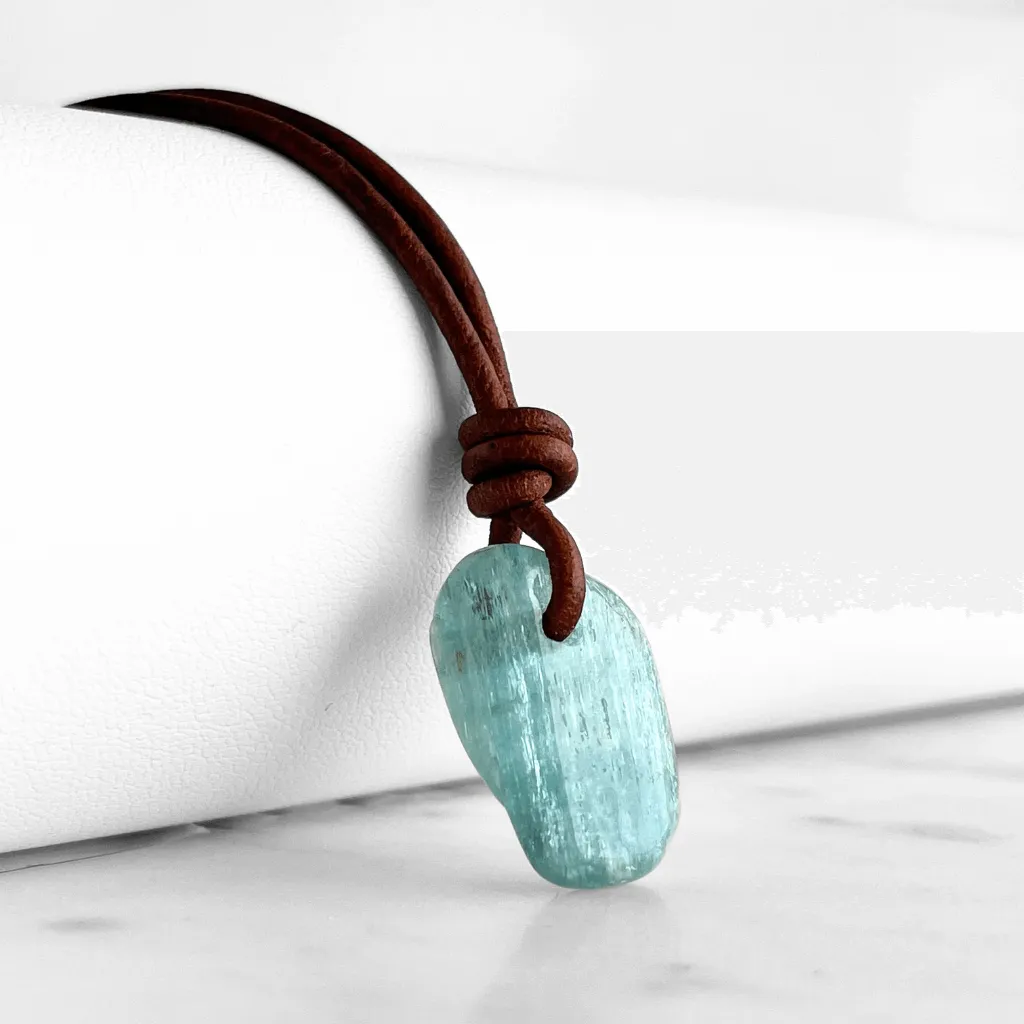 Natural Small Aquamarine Gemstone Pendant Necklace - Oceanic Serenity