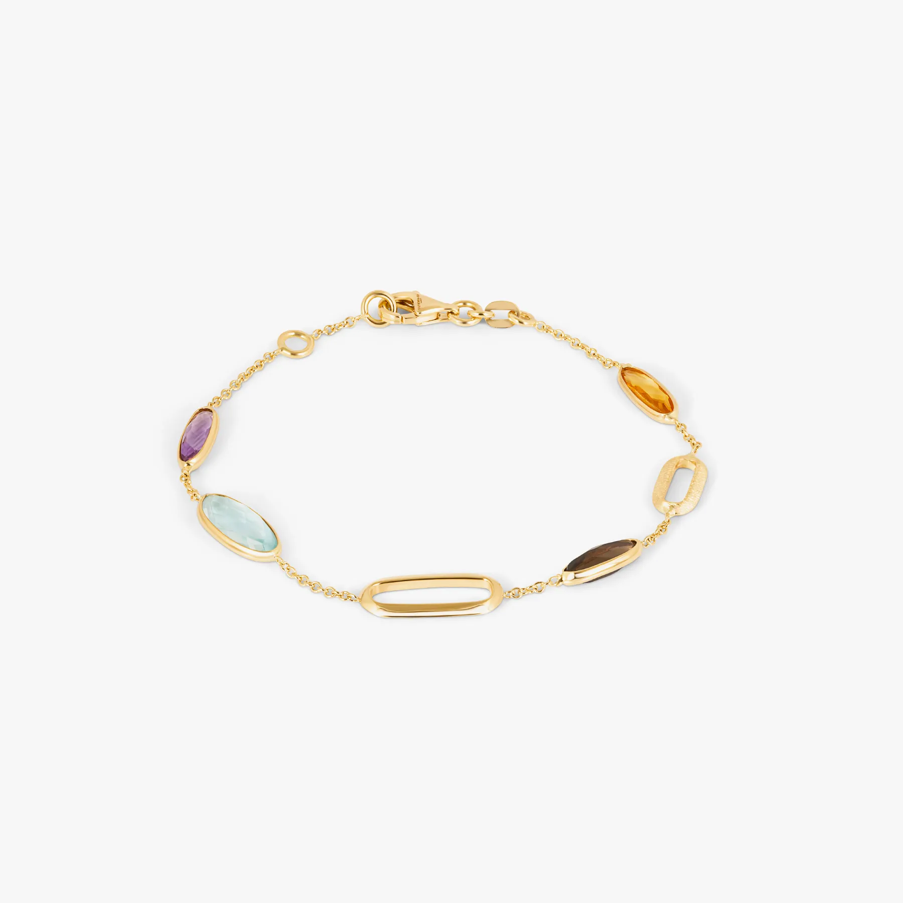 Obi Canna Bracelet In 14K Yellow Gold With Amethyst, Cytrine and Topaz