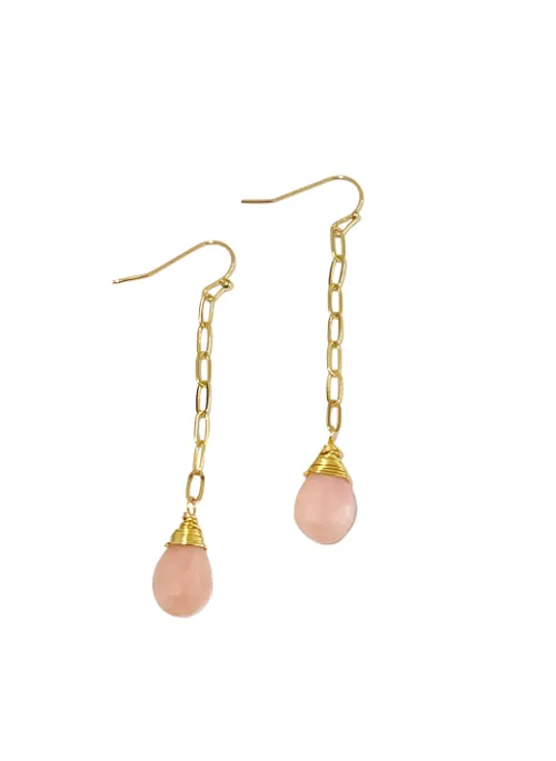 Olivia Pink Opal Paperclip Earrings