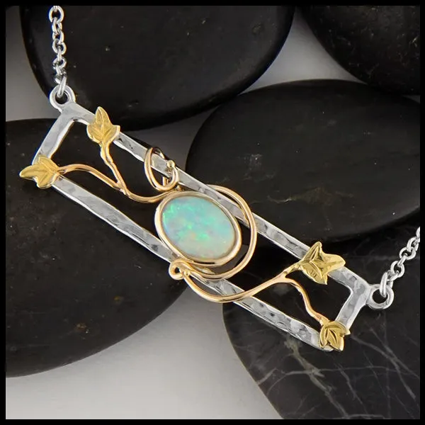 Opal and Gold Ivy Bar Necklace