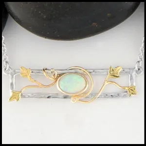 Opal and Gold Ivy Bar Necklace