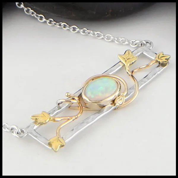 Opal and Gold Ivy Bar Necklace