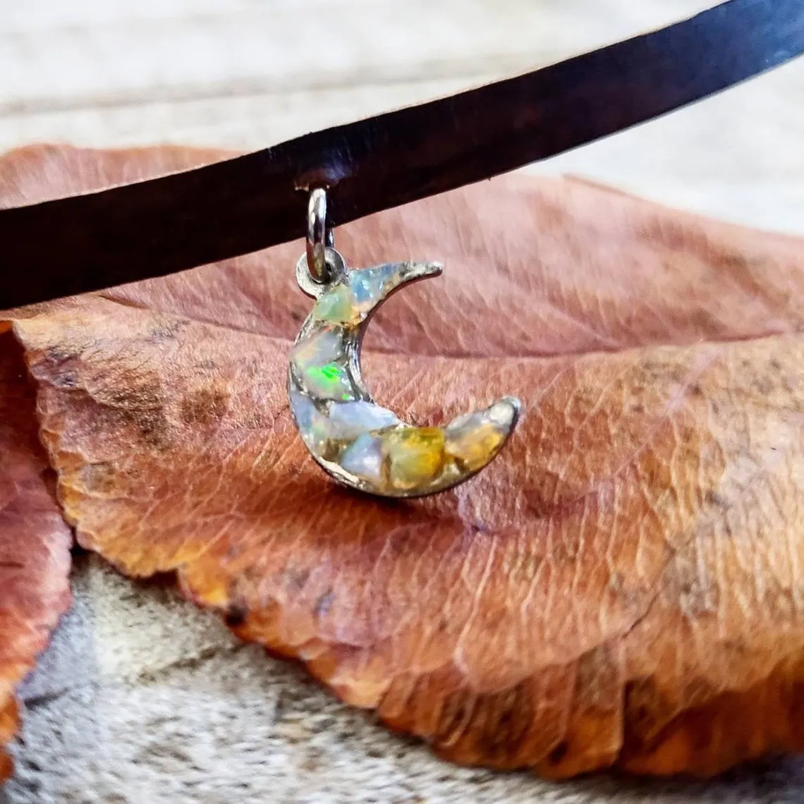 Opal Moon charm choker