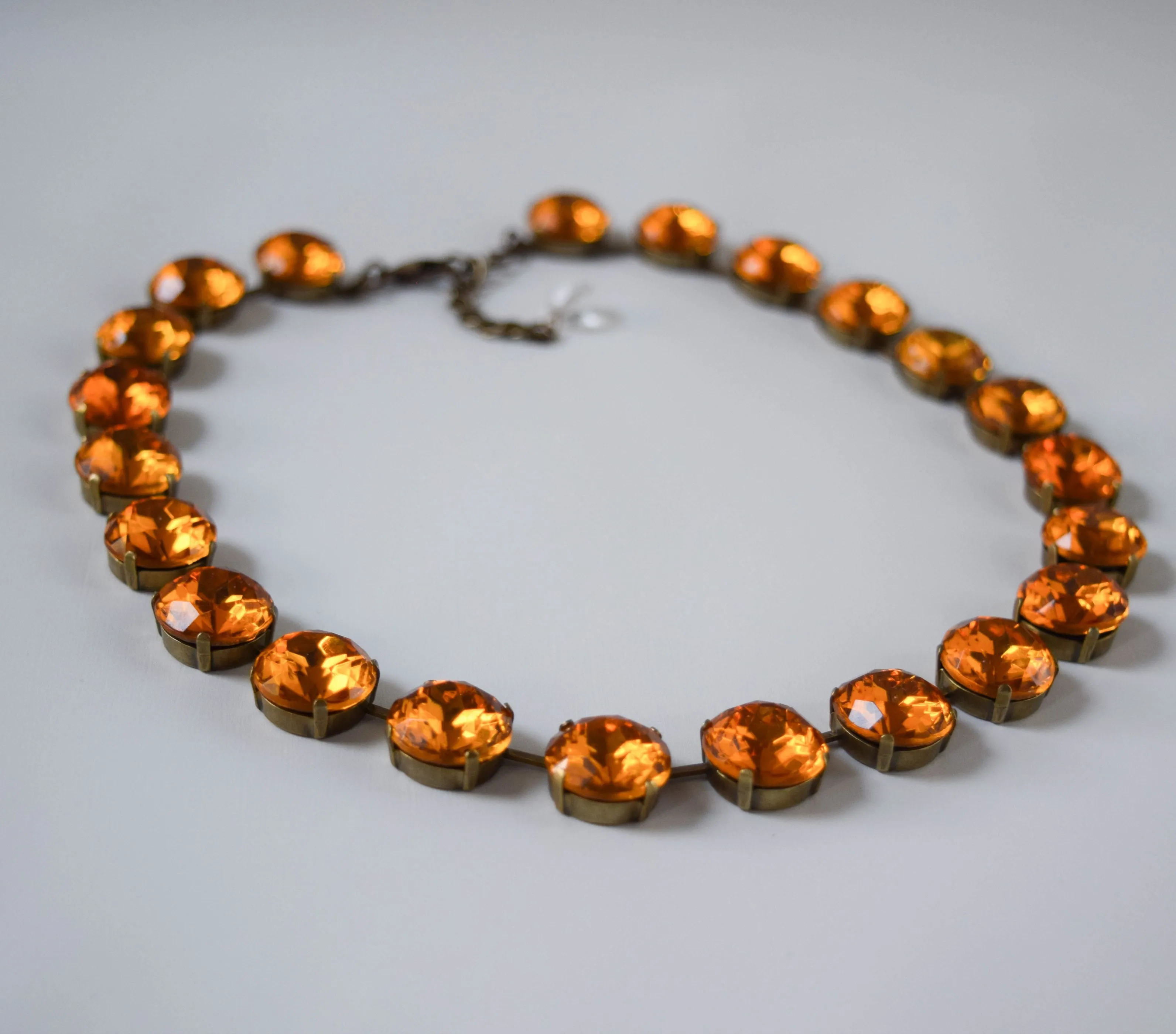 Orange Crystal Riviere Necklace - Medium Round