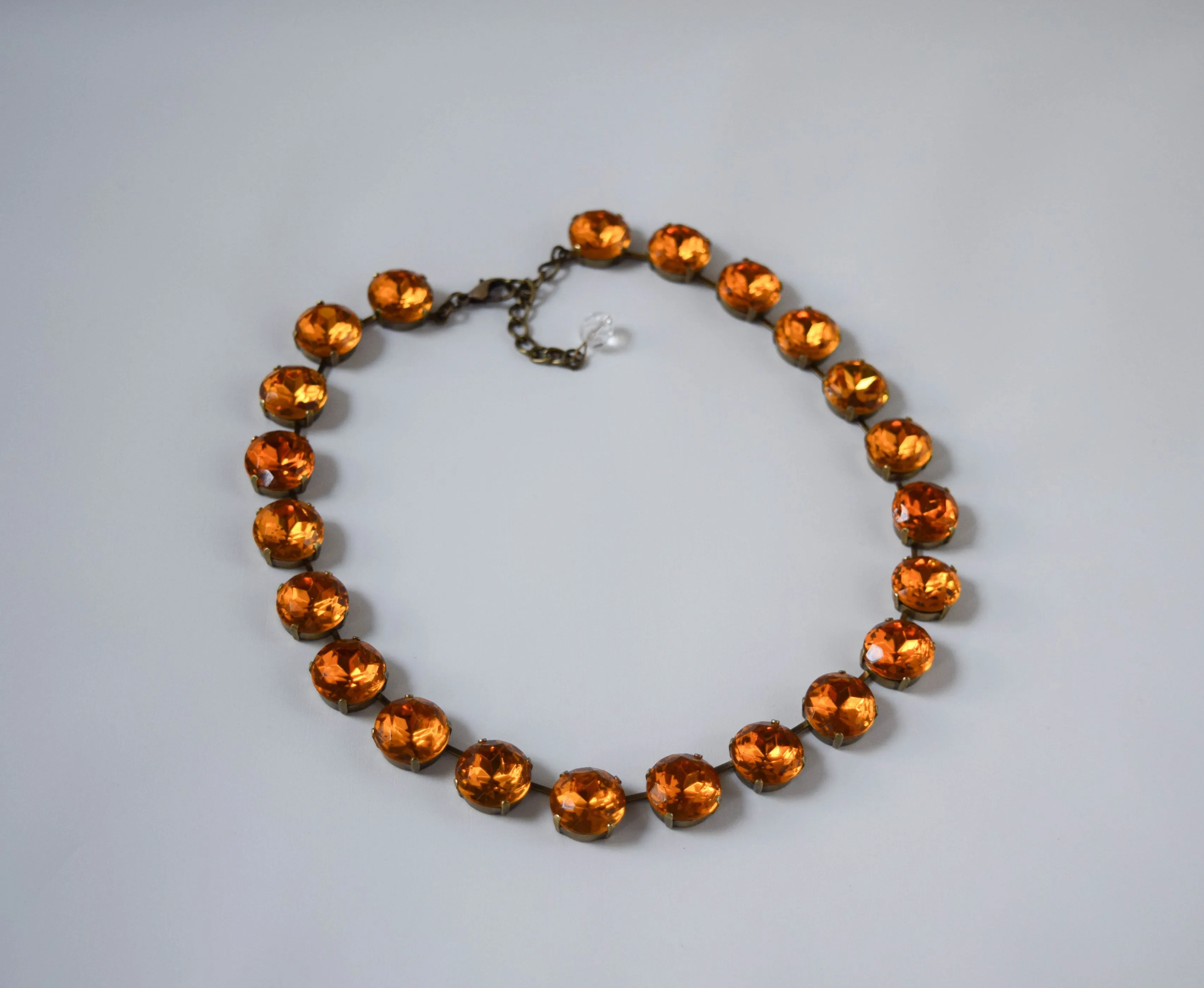 Orange Crystal Riviere Necklace - Medium Round