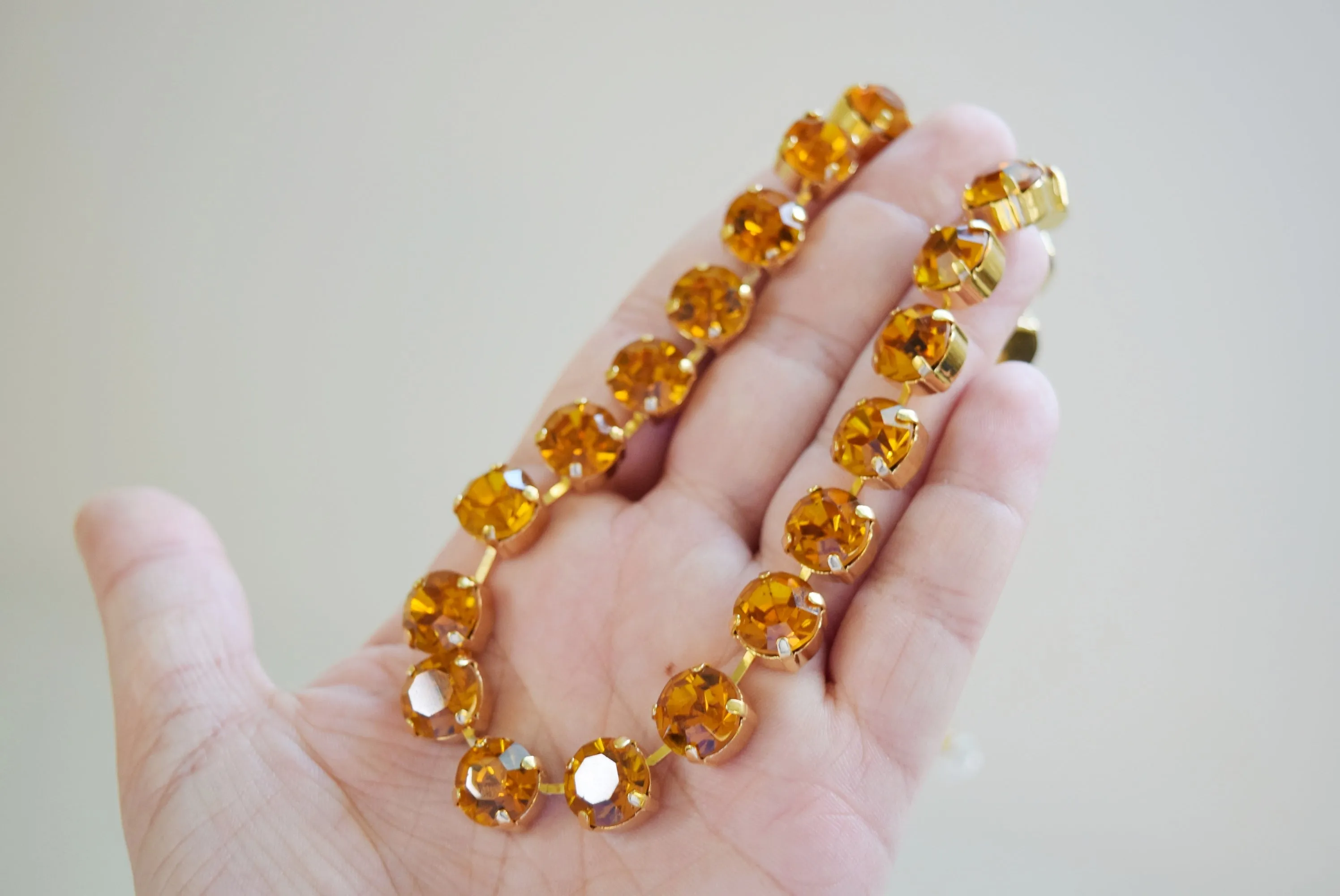 Orange Swarovski Crystal Collet Necklace - Small Round