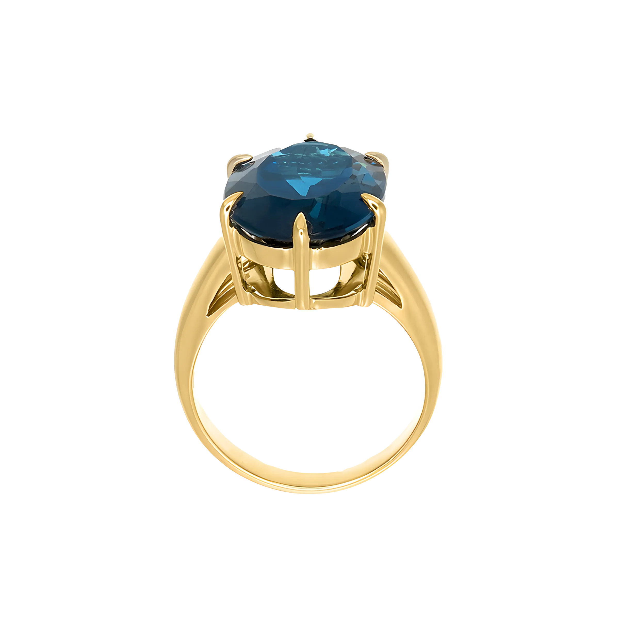 Oval Blue Topaz Cocktail Ring in 18k Yellow gold