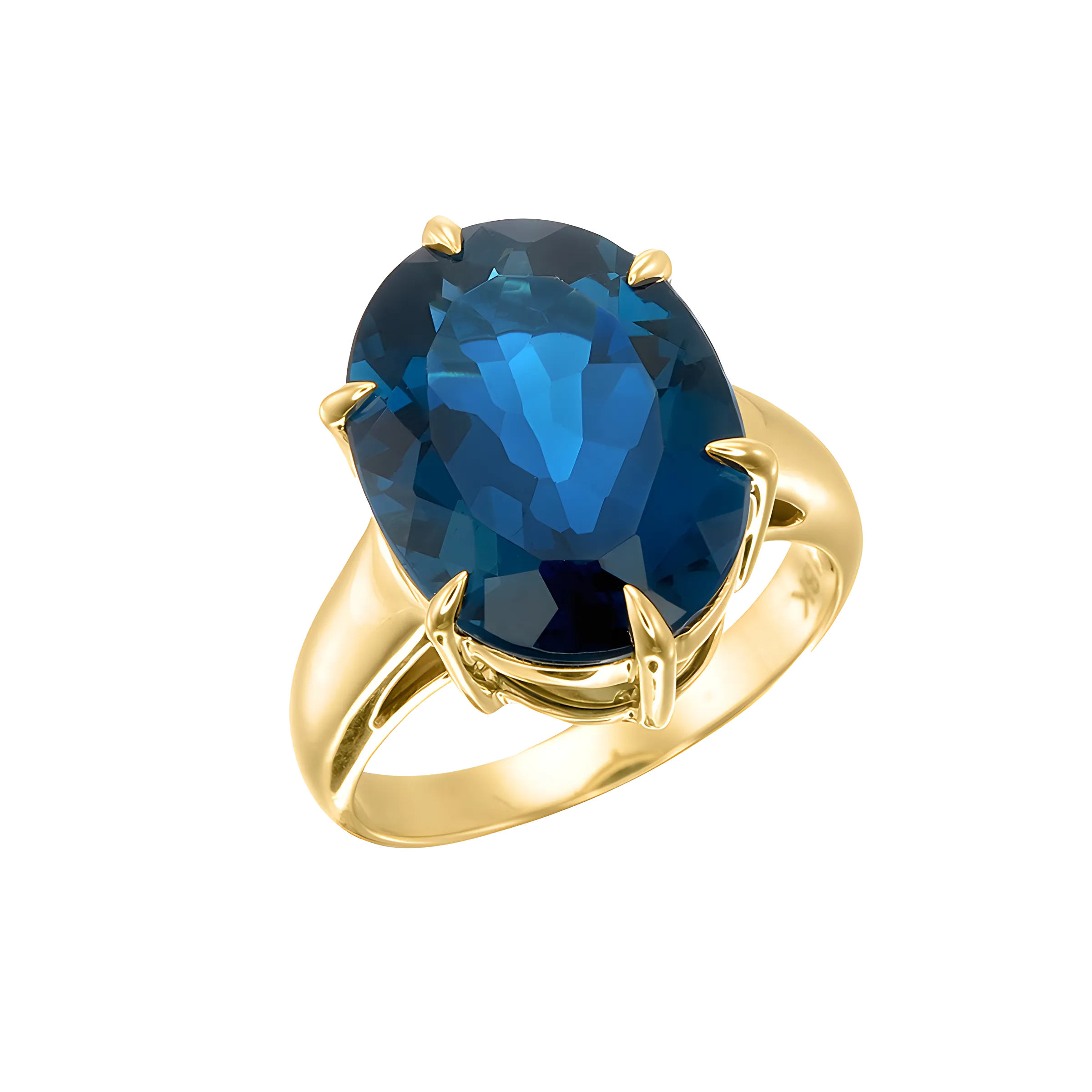 Oval Blue Topaz Cocktail Ring in 18k Yellow gold