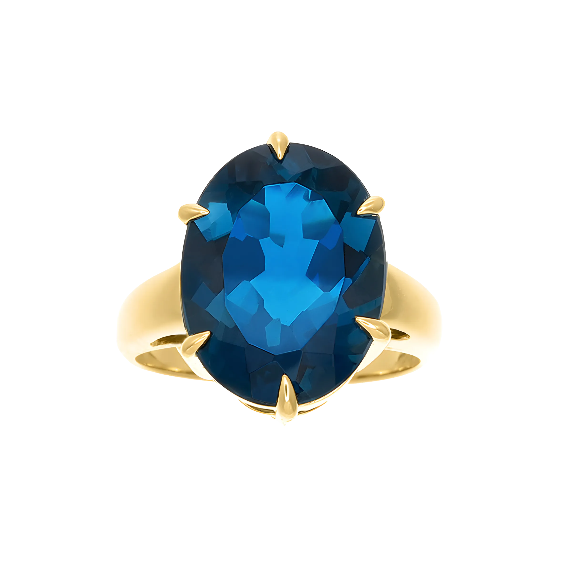 Oval Blue Topaz Cocktail Ring in 18k Yellow gold