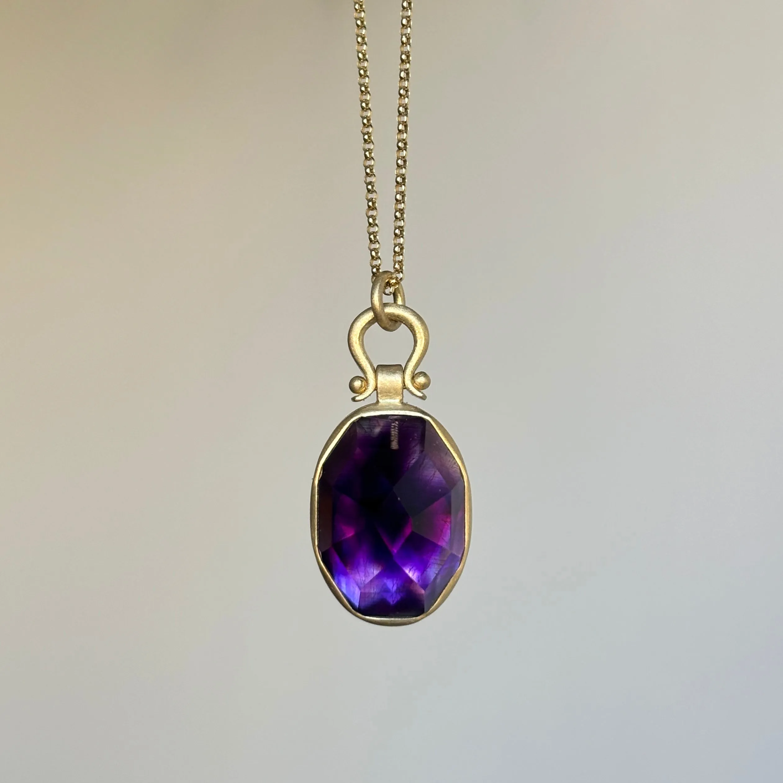 Oval Moroccan Fire Amethyst Pendant