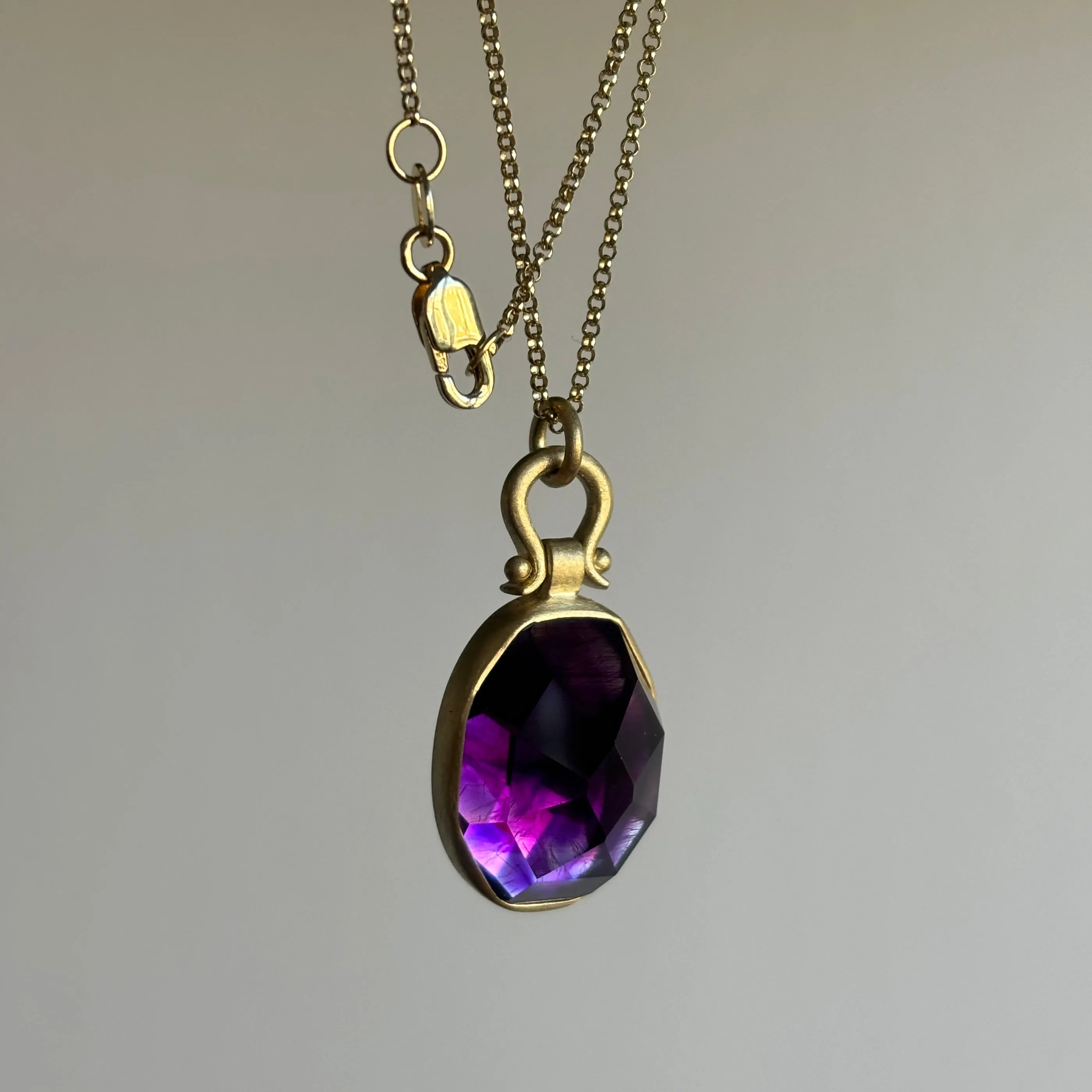 Oval Moroccan Fire Amethyst Pendant