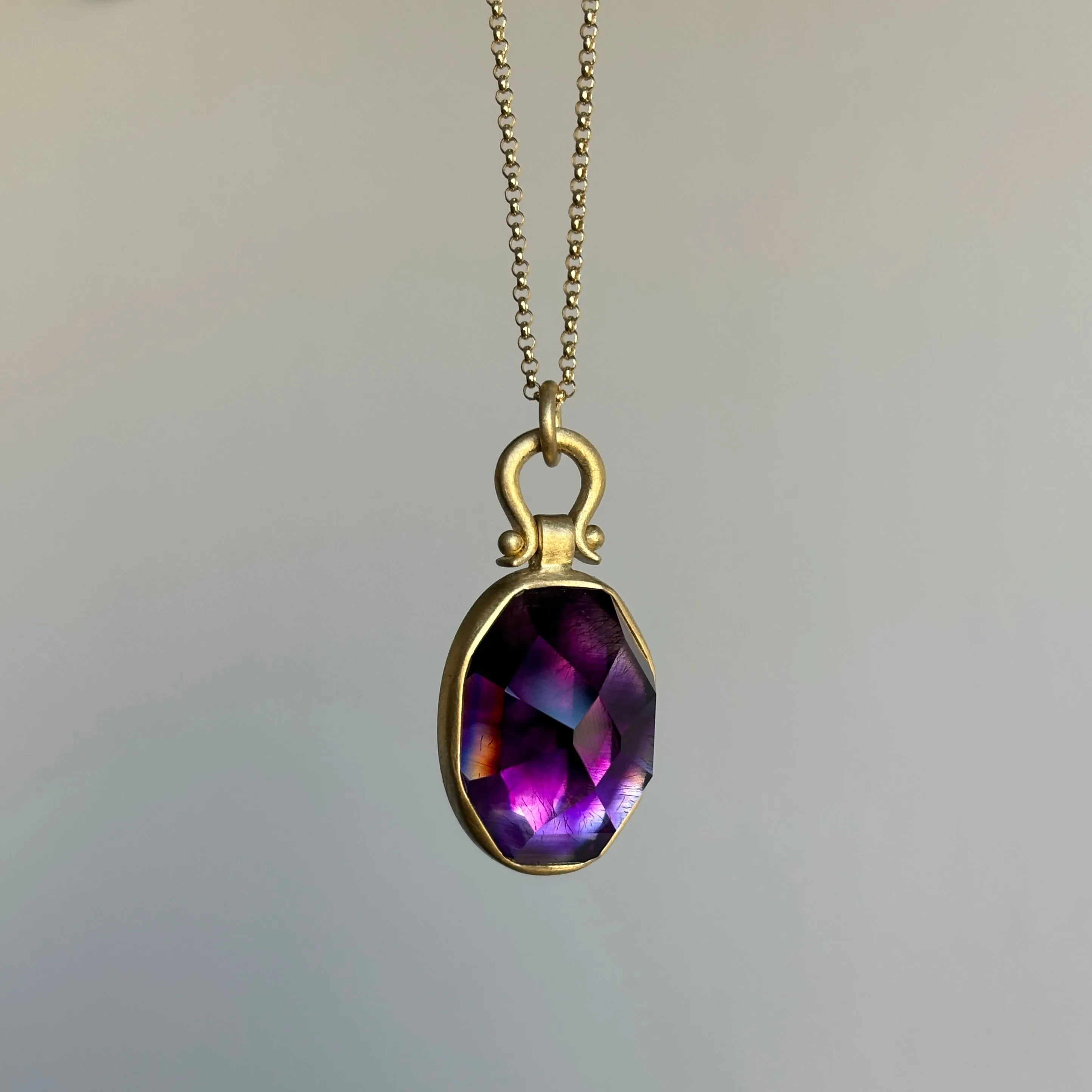 Oval Moroccan Fire Amethyst Pendant