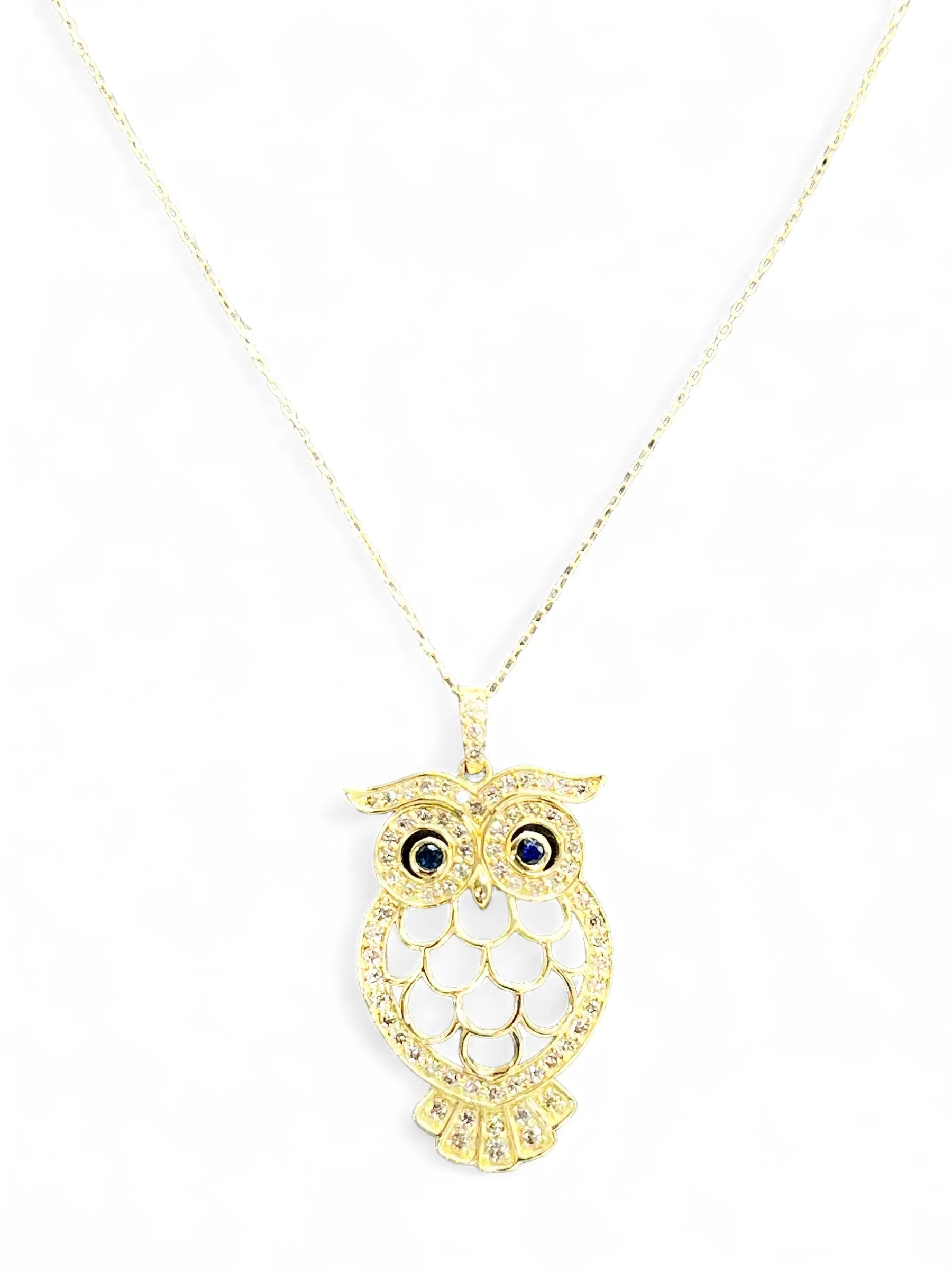 OWL PENDANT NATURAL SAPPHIRE NECKLACE