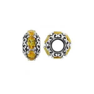 Oxidised Silver & Citrine Wheel Charm S482C