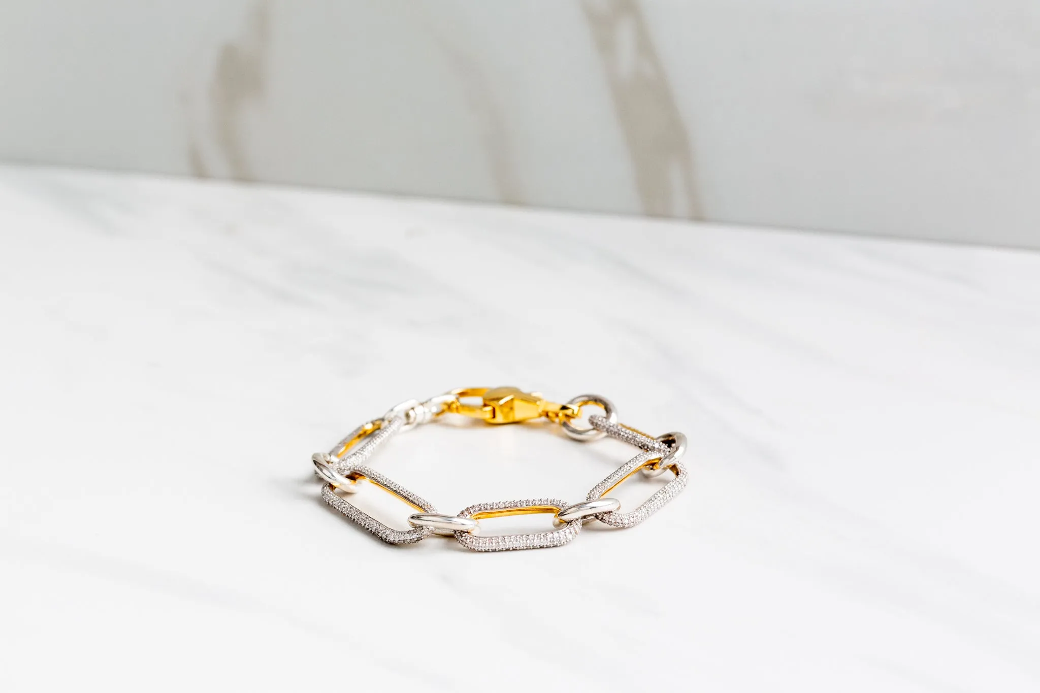 Paperclip Chain Bracelet | Gold Diamond