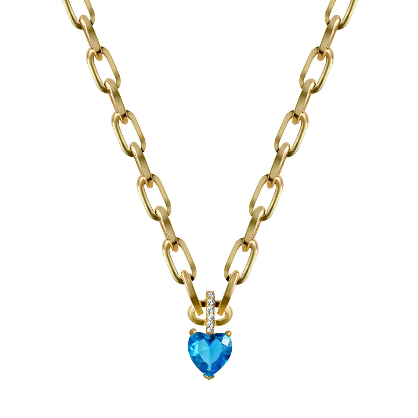 Paperclip necklace with blue heart charm