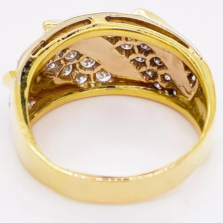 Pave Diamond & Gold Twist Band