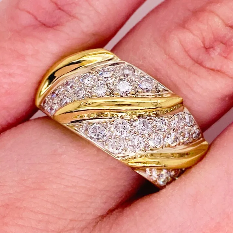 Pave Diamond & Gold Twist Band