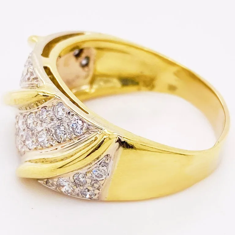 Pave Diamond & Gold Twist Band