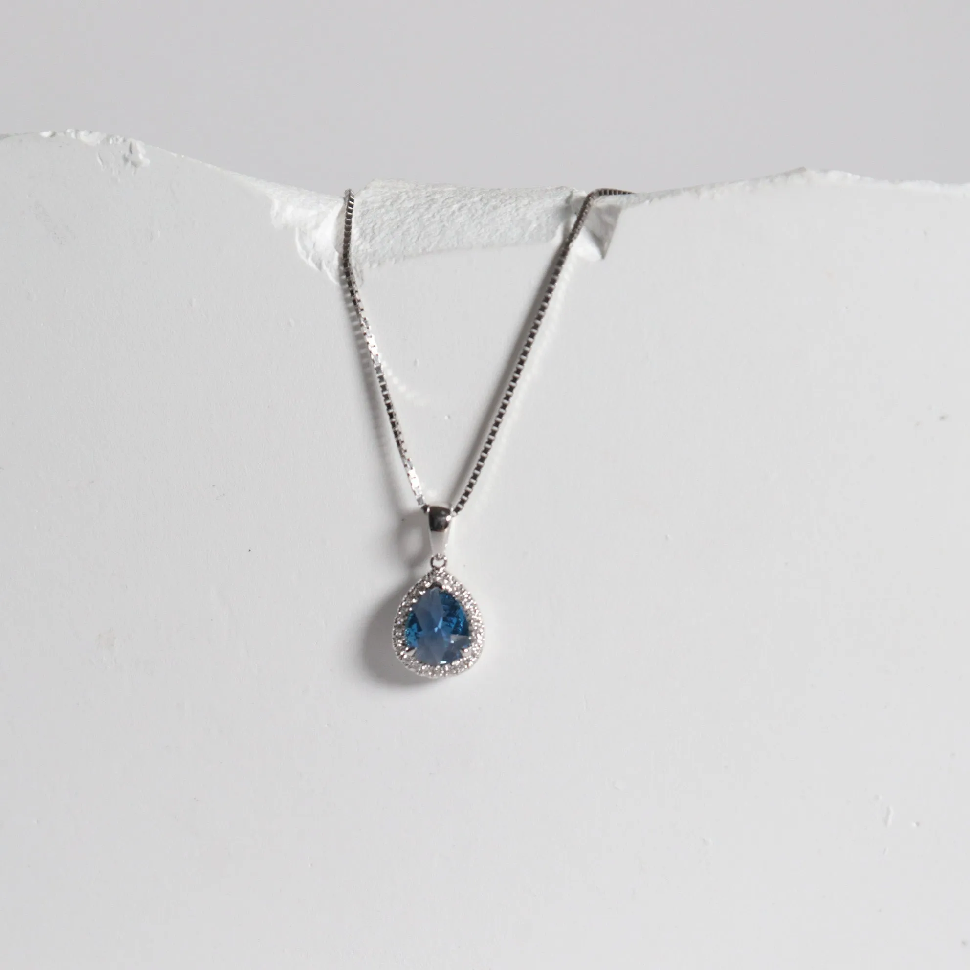 Pear Shaped Yogo Sapphire Halo Necklace