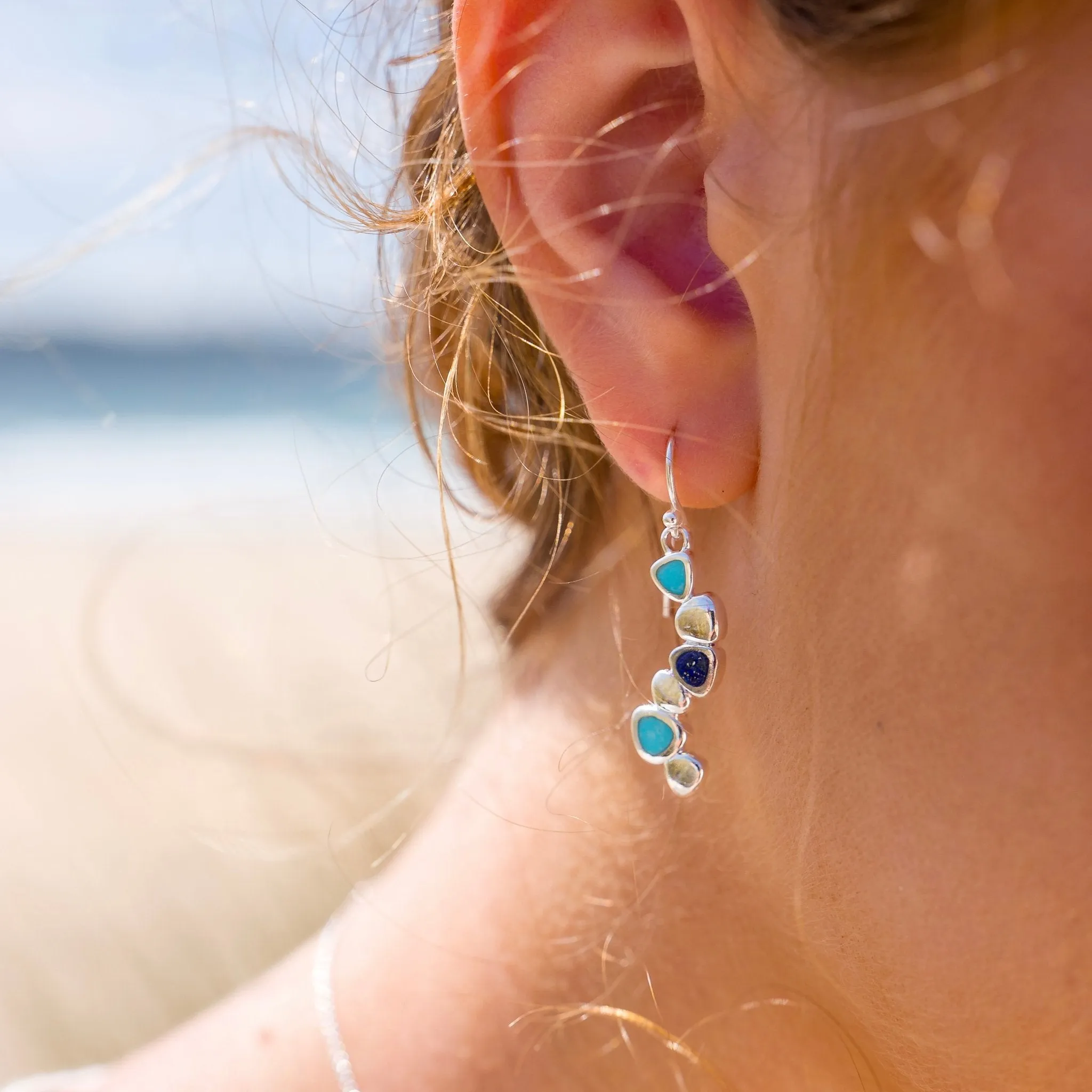 Pebble stream earrings